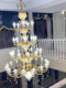 Villa Duplex Living Room All-Copper Crystal Chandelier French Light Luxury Dining Room Bedroom Grand Self-Built House Golden Lighting Fixtures