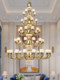 European-Style Living Room All-Copper Chandelier with Natural Jade, Suitable for Dining Room, Bedroom, Villa, Duplex, New Chinese-Style Self-Built House, Large Lighting Fixture