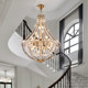 Light Luxury Spiral Staircase Long Chandelier, Simple Modern Villa Duplex Living Room Crystal Chandelier, Apartment Zhongshan Lighting Fixtures