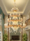 European-Style Light Luxury Villa Duplex Building Large Chandelier Mezzanine Living Room Crystal Lamp Open-Air Mezzanine Hotel Lobby Lighting Fixtures