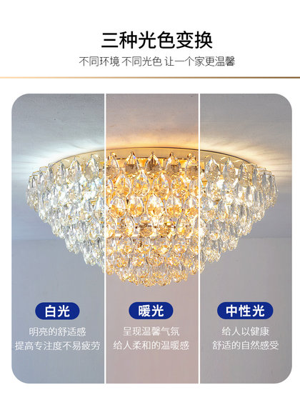 Modern Minimalist Crystal Ceiling Light, Living Room Main Light, New Light Luxury European Style Luxury Dining Room Light, Bedroom Zhongshan Lighting Fixtures