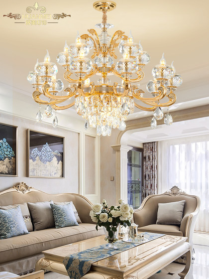 European-Style Living Room Lamp, Modern Minimalist Dining Room, Master Bedroom, Light Luxury French Crystal Chandelier, Duplex Building Zhongshan Chandelier