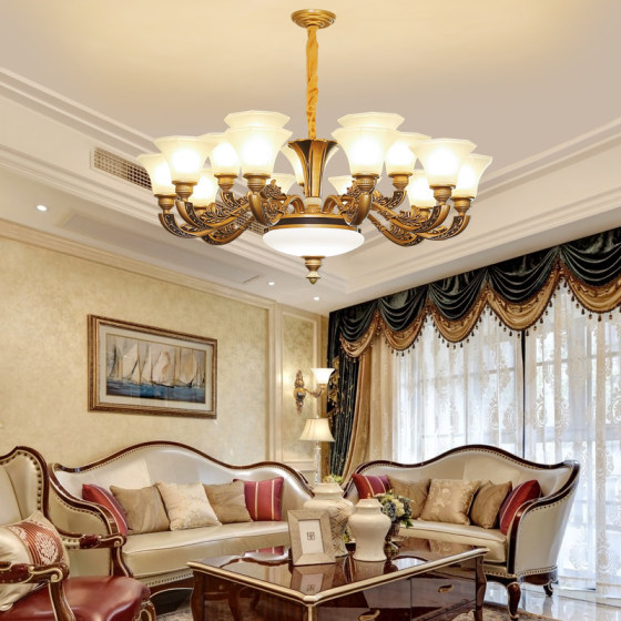 American Retro Minimalist Living Room Lamp Chandelier, Elegant European-Style Dining Room, Bedroom, Study, Light Luxury Zinc Alloy Lamps and Lighting Fixtures