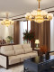 New Chinese-Style Living Room All-Copper Chandelier with Natural Jade for Dining Room, Bedroom, Study, Villa, Duplex, High-End Lighting Fixtures