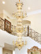 New All-Copper Living Room Crystal Chandelier, French-Style Villa Dining Room Hollow Duplex Staircase Light, European-Style Light Luxury Large Lighting Fixture