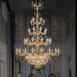 Villa Duplex Building Living Room All-Copper Crystal Large Chandelier European-Style Restaurant Lamp Accessible Luxury French Empty 24K Gold Lamps