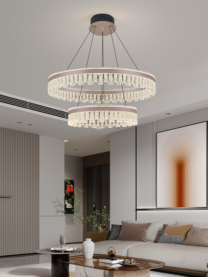 Living Room Chandelier, Circular Light Fixture, Light Luxury and High-End Feel, Elegant Dining Room, Bedroom, Modern Minimalist Style, Grand Villa Lobby Main Light