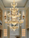 European-Style Villa Duplex Living Room Crystal Chandelier, Light Luxury and Grand, Mezzanine Hollow Hotel Lobby Large Lighting Fixture