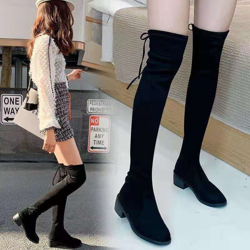 Women's Over-The-Knee Boots 2023 Autumn and Winter New Suede High-Top Chunky Heel Mid-Heel Elastic Slimming Fleece-Lined Trendy Shoes Women's Over-The-Knee Boots 2023 Autumn and Winter New Suede High-Top Chunky Heel Mid-Heel Elastic Slimming Fleece-Lined Trendy Shoes