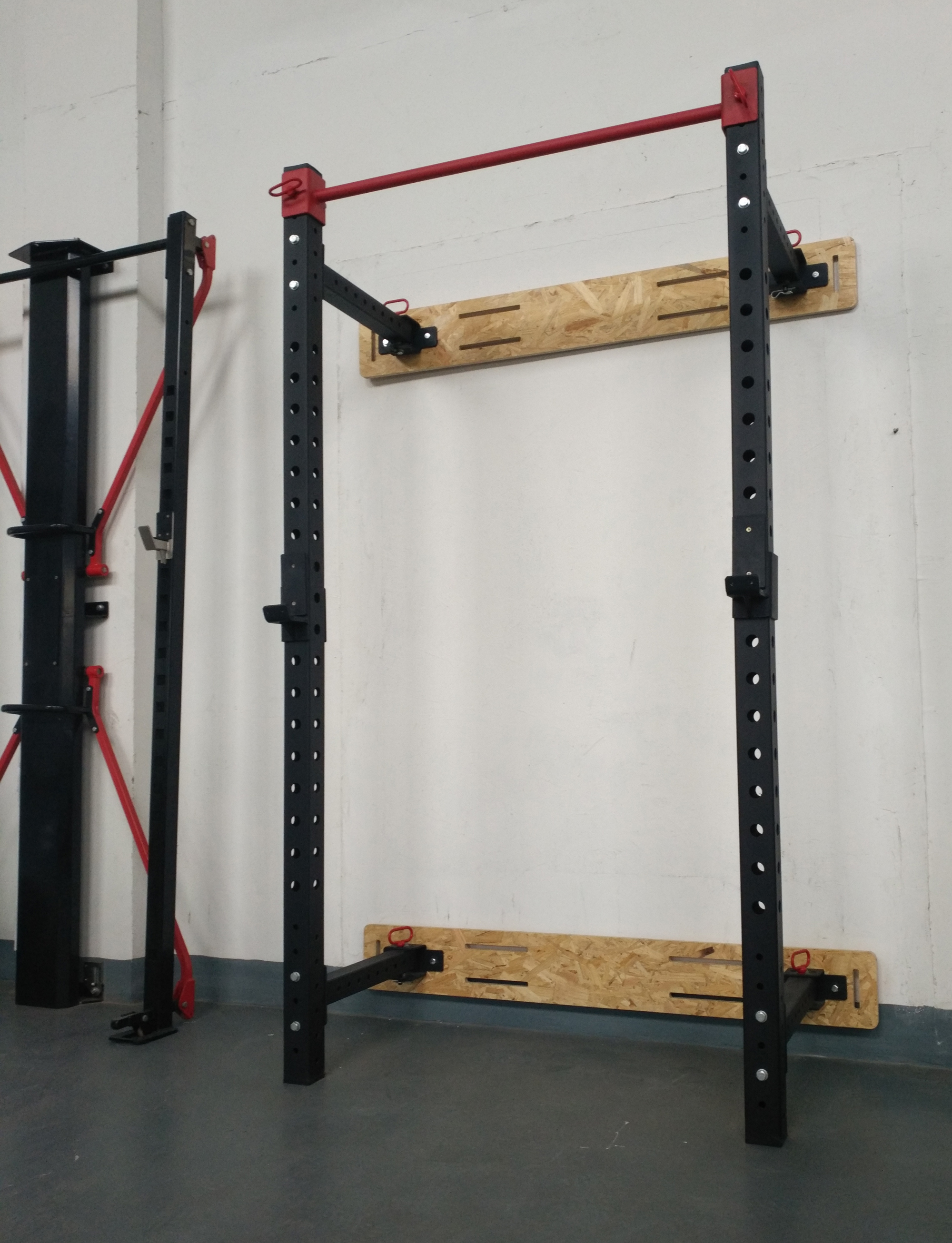 Commercial wall-fixed foldable squat rack bench press rack pull-up parallel bar training fitness equipment