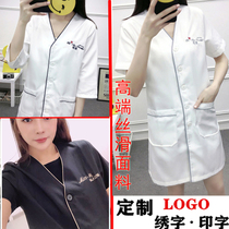 Korean skin management work clothes custom logo beauty salon beautician embroidery artist new mid-sleeve womens short sleeve summer