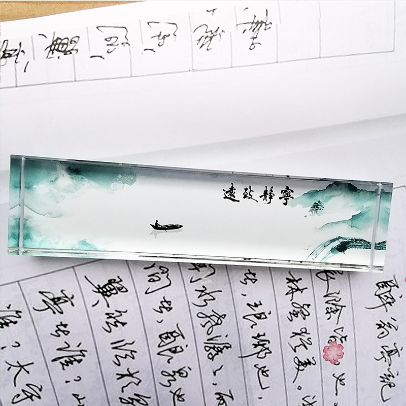 Town ruler crystal classical paperweight calligraphy cute new brush study glass town ruler stone pressing book stone vibrating ruler