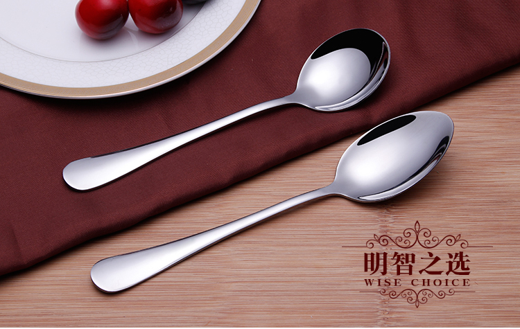 Muỗng thép không gỉ Bộ đồ ăn phương Tây muỗng dài tay khuấy khuấy sáng tạo dễ thương trẻ em muỗng tròn muỗng nhỏ thìa dày - Đồ ăn tối đĩa giấy
