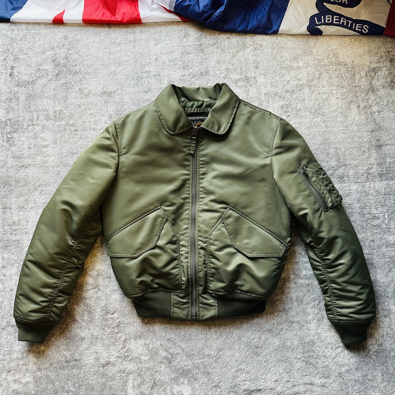 Grass Green Cwu-36P Autumn and Winter Cotton Flight Suit Jacket, Accordion-Style Military-Style Coat, Solid Color Unisex Cotton Clothing
