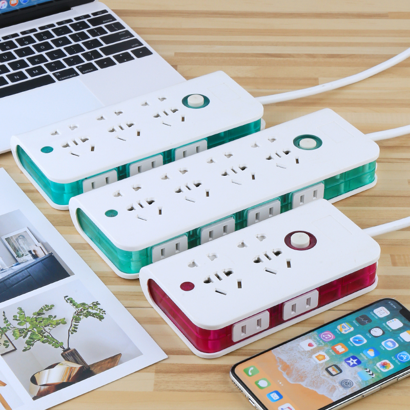 Household wiring board New national standard socket plug board porous row plug safety extension line Multi-function plug with long drag line