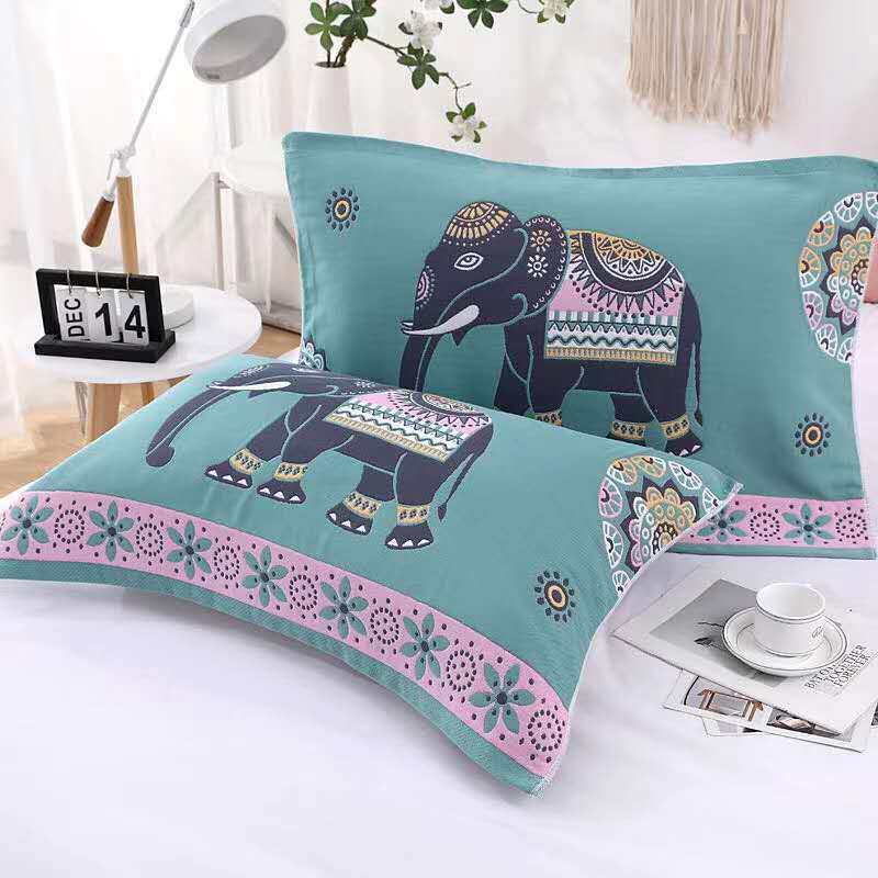 New Pure Cotton Six Layers Gauze Pillow Towel 50 * 80cm Price Sweat No Fluorescent Adult Pillow with Single Bar 