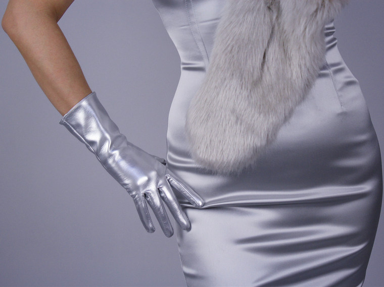 Tech Gloves Faux Patent Leather Wrist Long Short Coffee Black White Touchscreen 28cm LLDLLNT