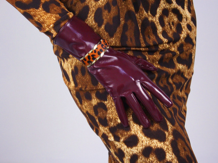 Tech Gloves Faux Patent Leather Wrist Long Short Coffee Black White Touchscreen 28cm LLDLLNT