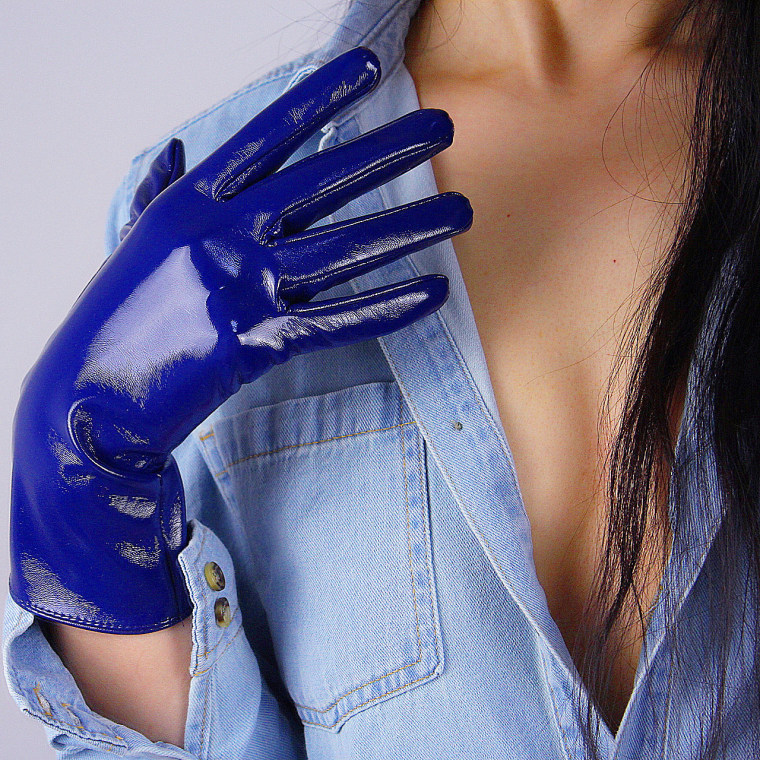 Tech Gloves Faux Patent Leather Wrist Long Short Coffee Black White Touchscreen 28cm LLDLLNT