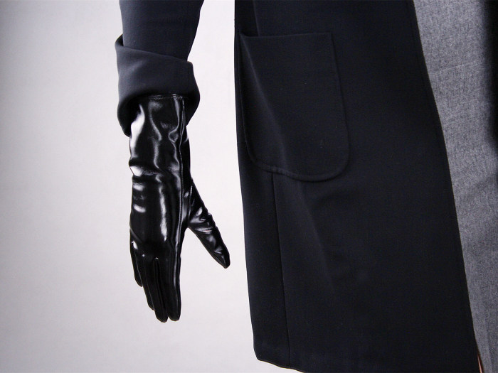 Tech Gloves Faux Patent Leather Wrist Long Short Coffee Black White Touchscreen 28cm LLDLLNT