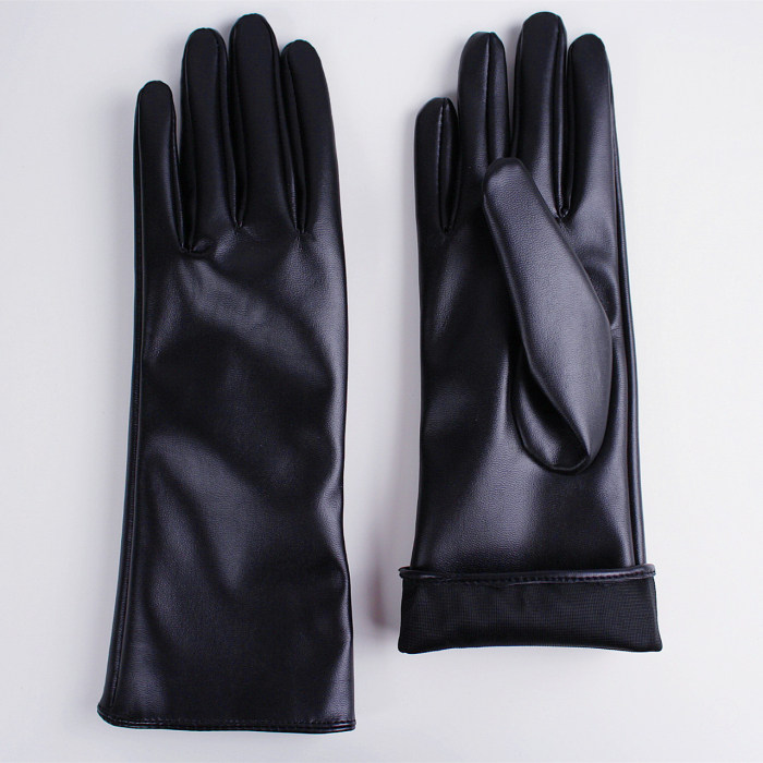 Tech Gloves Faux Patent Leather Wrist Long Short Coffee Black White Touchscreen 28cm LLDLLNT