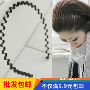 South Korea Hair Accessories Male And Female Universal Wave Hair Stirrup Hair Stirrup European And European Iron Tide Black Broadside Pressed Hair Ring Trinkets