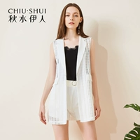 Qiu Thủy Yiren 2018 mùa hè mới của phụ nữ phù hợp với cổ áo một nút trong phần dài điều hòa không khí áo vest phụ nữ áo khoác shop áo khoác nữ hàn quốc