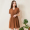 Qiushui Yiren phụ nữ mới của 2018 mùa hè cá tính bằng gỗ nút tai ngắn tay đàn hồi eo Slim dress đầm thiết kế cao cấp