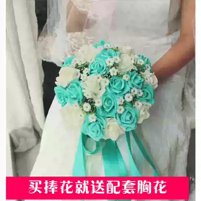 新娘手捧花结婚仿真花婚礼婚庆玫瑰花手捧婚纱影楼韩式颁奖花束