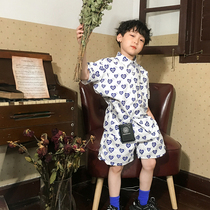 Pear family original childrens love net red suit Korean version of the foreign style men and womens summer new short-sleeved handsome childrens clothing