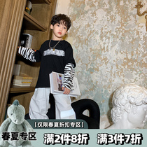 High sweet pear vortex original male and female children fake two black long sleeve T-shirt cotton children Spring and Autumn foreign style new Korean version