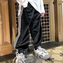 High sweet pear vortex original male and female casual pants spring foreign style 2021 childrens new loose trend corset pants