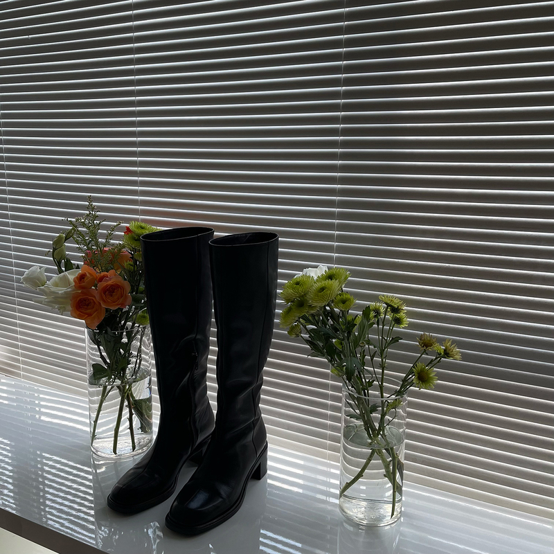 Personal Belongings Square-Toe Long Boots Black High-Top Mid-Heel European and American Style Riding Boots Handmade Shoes Chen Dan Women's Shoes Chendan Personal Belongings Square-Toe Long Boots Black High-Top Mid-Heel European and American Style Riding Boots Handmade Shoes Chen Dan Women's Shoes Chendan