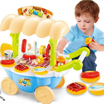 Kindergarten over the house girl stroller Childrens boy mini barbecue car toy simulation tableware skewer set