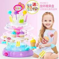 Xiaomingxing ice cream truck Rotating candy tray Mini candy car girl Lollipop ice cream supermarket childrens toys