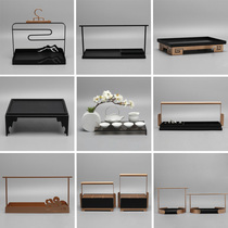 Modern new Chinese metal basket decoration tray Wrought iron decoration model room living room coffee table box decoration