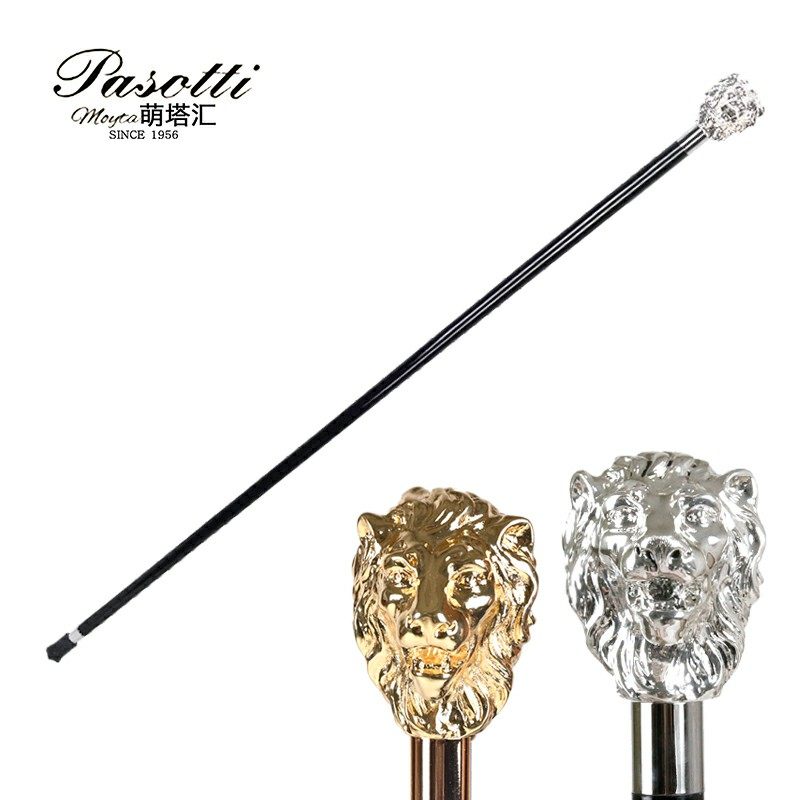Italian pasotti gentleman walking stick civilized stick crutches crutches Scutter domineering Silver Lion artifact