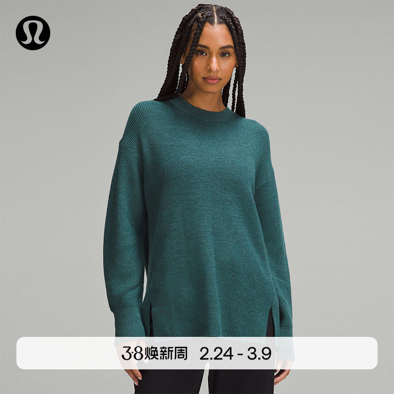Merino Wool-Blend Women's Wool Blend Ribbed Crew Neck Sweater丨Lululemon丨Lw3Gkas
