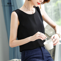 Bottoming shirt sleeveless vest female outer wear tide spring and autumn white suit female simple black chiffon Korean version of the small shirt