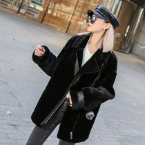 2021 European station winter new imported lamb fur wool one-piece sheep shearing locomotive fur coat coat