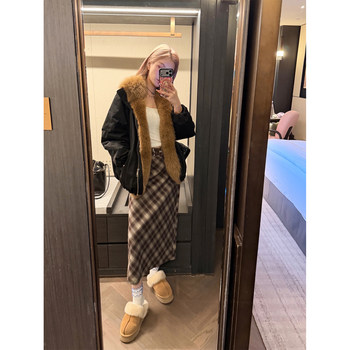 Mungsera'Winter Edinburgh' Fox Fur Parka down Jacket Black Short Warm Coat New Style