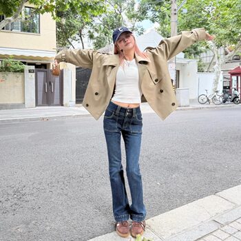 Mungsera's Original Retro Millennium Style Hot Girl Mid-Low Waist Slightly Flared Super Slimming Jeans That Make Legs Look Longer