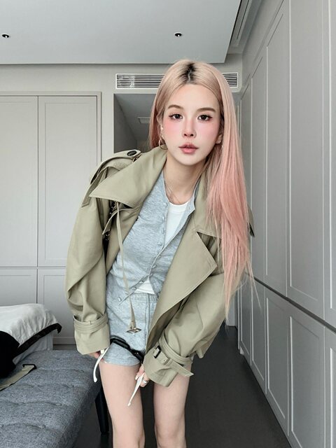 Mungsera[Melbourne]Original High-End Old Money Short Trench Coat Double-Breasted Large Lapel Jacket for Autumn