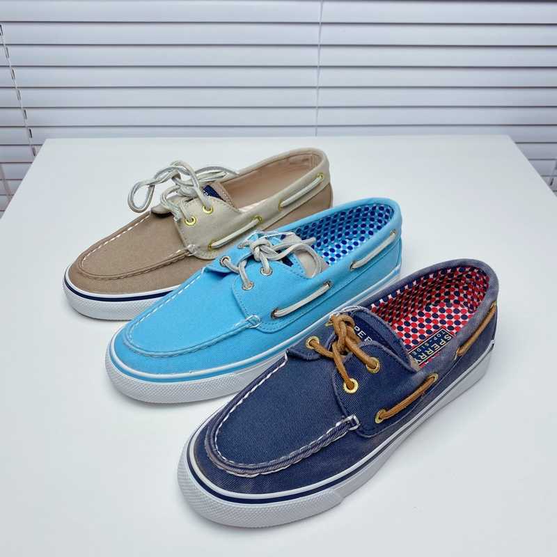 Sperry正品女士百搭时尚帆船鞋系带帆布休闲鞋低帮户外鞋库存清仓