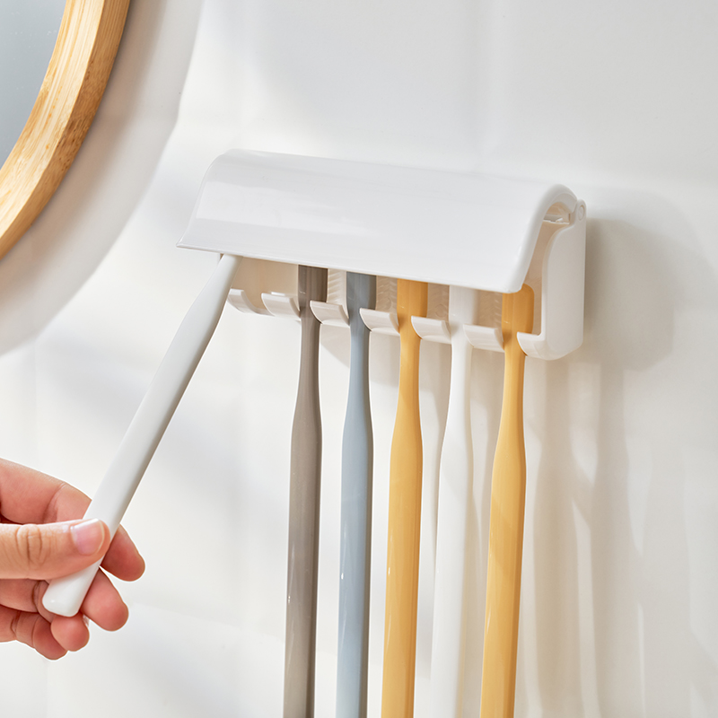 Japan KM 871 adhesive toothbrush holder can be removed and washed free of nail pure color hanging rack 6 meters wood Japanese style home