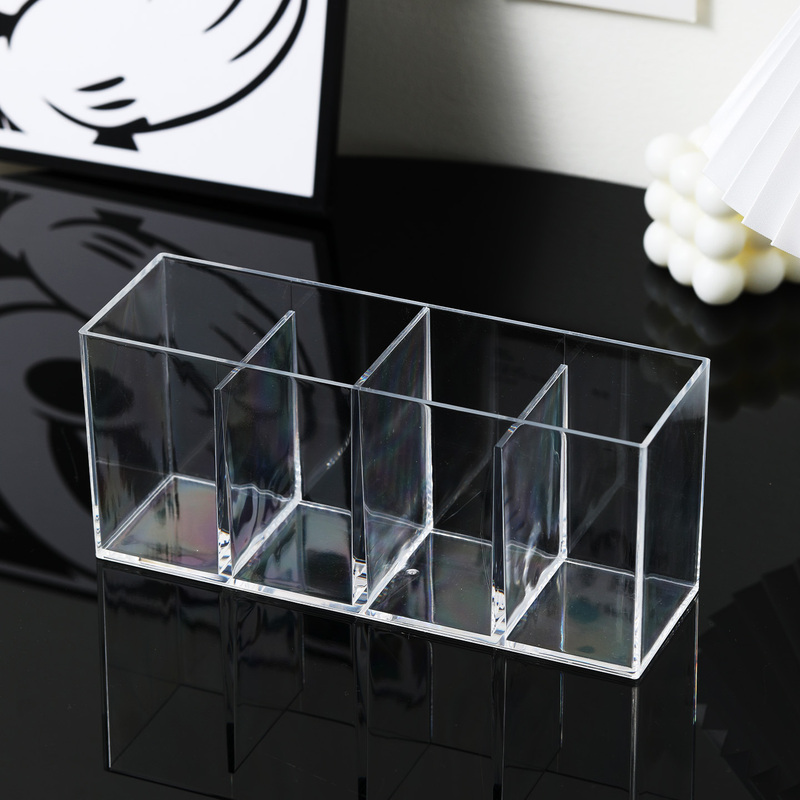 Japanese-Style Pen Holder, Square, Minimalist, Transparent Storage Box, Small Item Sorting Box, Can Be Arranged Side by Side, Mirror Cabinet Divider Box
