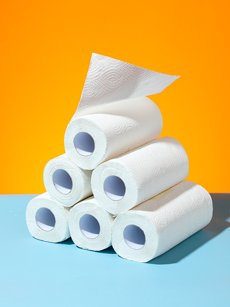 Japan KOOMEKI.4126.Kitchen paper towel plus printing roll paper disposable paper rag thickened -4 roll pack