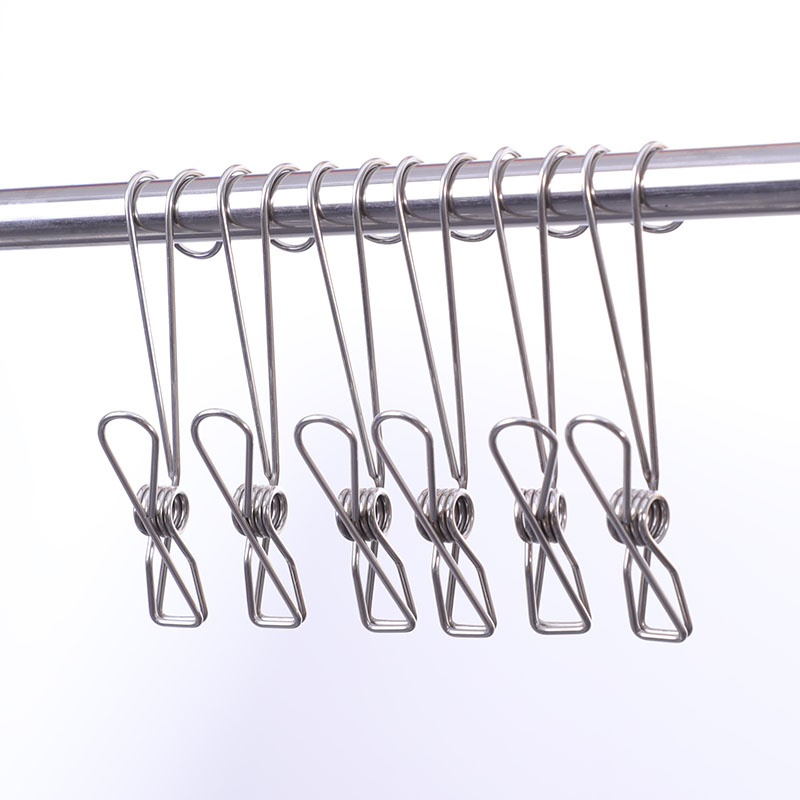 6 pieces of rice wood multi-use clip stainless steel with hook hanging clip Japan hot sale simple long tail clip special price .4043