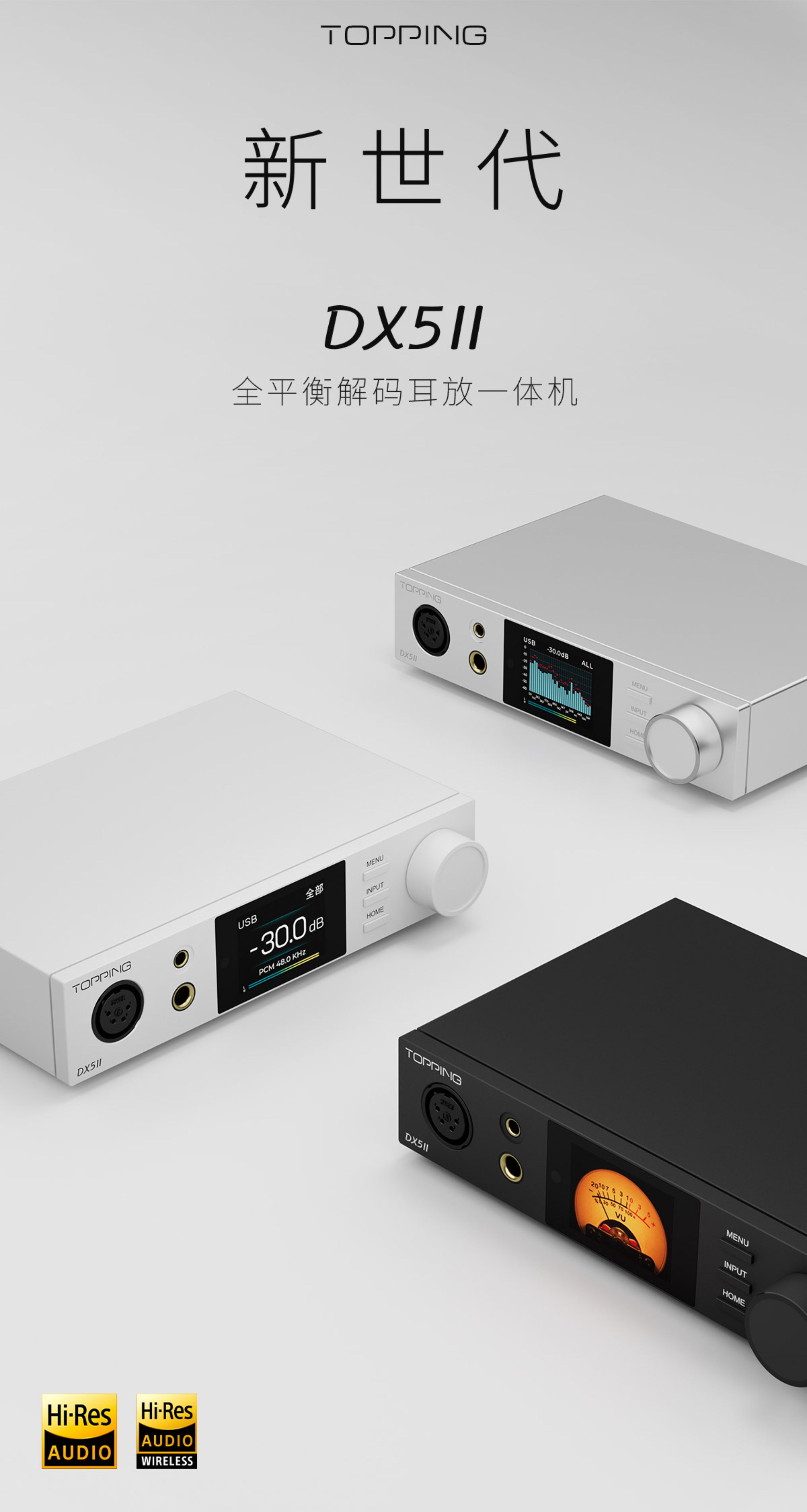 TOPPING拓品DX5II全平衡解码耳放一体机HiFi发烧桌面台放DX5二代