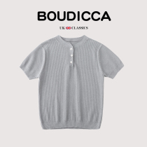 British BOUTICCA childrens clothing summer childrens super soft simple temperament round neck knitted T-shirt short-sleeved top girls